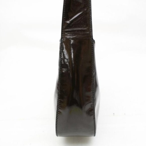 Prada Asymmetrical Brown Patent Leather Hobo Style Shoulder Bag - Picture 4 of 9